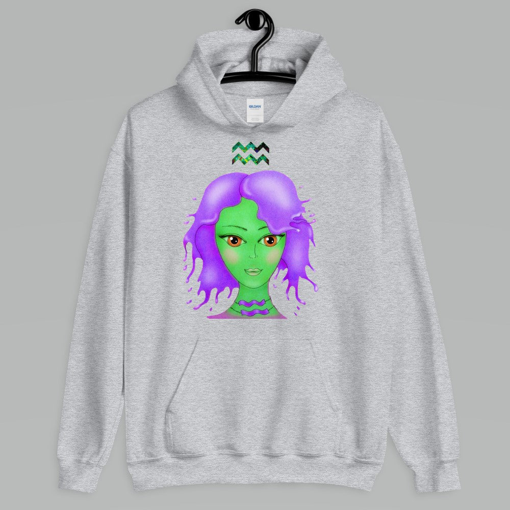 Athletic Casualwear Hoodie for Women- Aquarius Sun Sign. WickedYo.